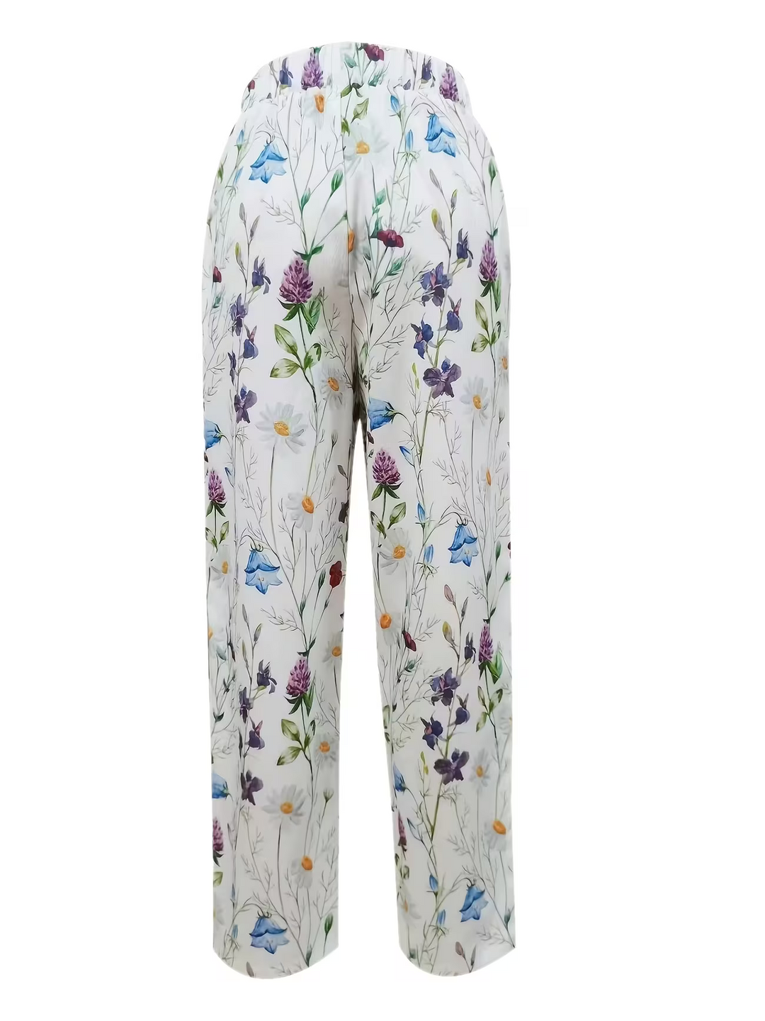 Comfortable women's floral summer pants with a relaxed fit, perfect for casual wear & vacations.