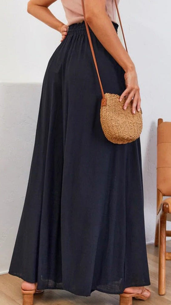 Elegant casual wide-leg women's trousers, elastic waist for a perfect, comfortable fit.
