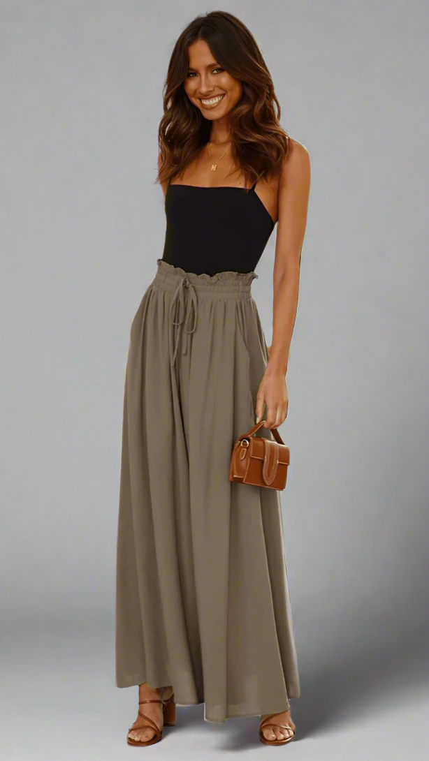 Comfortable women's wide-leg pants, elasticated waist, perfect for a daily chic look.
