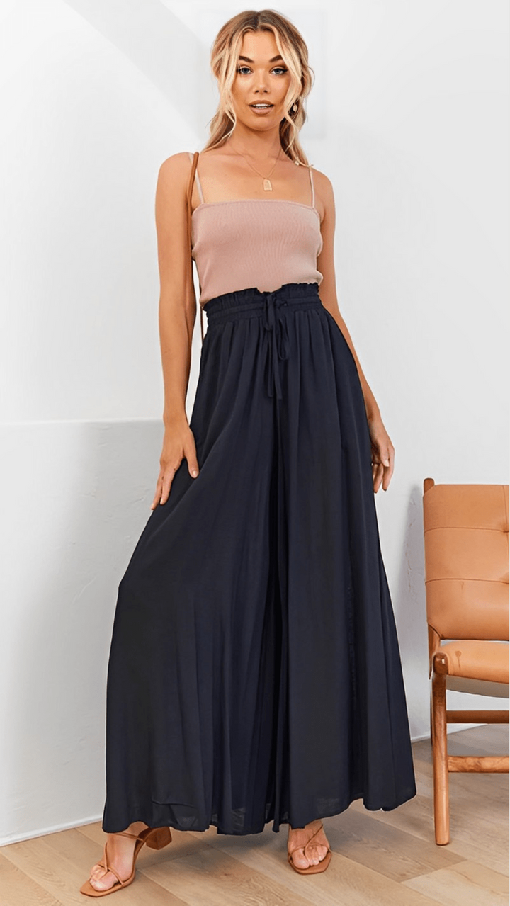 Autumn wear women's wide-leg trousers, elastic waist, ultimate comfort and style.