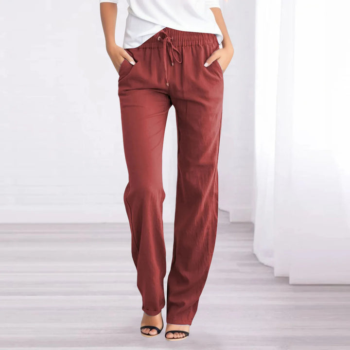 Comfortable loose-fit women's wide-leg trousers, ideal for warm weather and casual style.