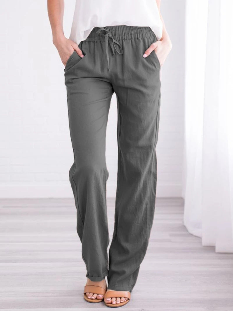 Stylish women's relaxed-fit wide-leg trousers, versatile for summer, everyday wear & vacation.