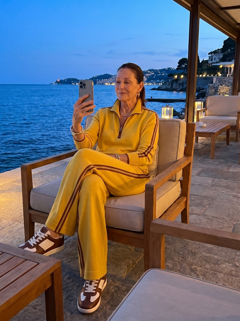 Women's zip neck long sleeve top & matching wide leg pants set. Versatile casual loungewear.