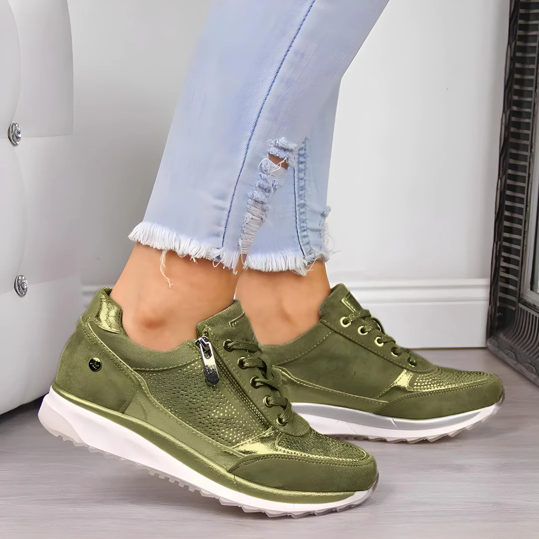 Women's ZipEase comfort sneakers, stylish for daily wear, ergonomic design, all-day orthopedic support.