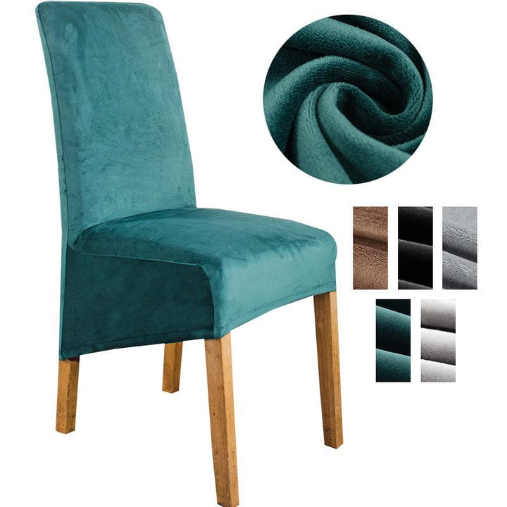 Soft, durable XL stretch velvet chair protector for dining rooms.