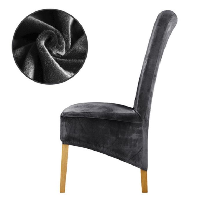 Velvet dining chair slipcover, XL, elastic fit for stylish protection.