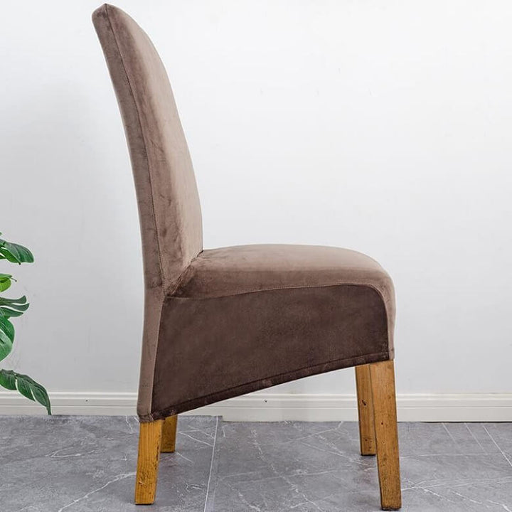 Comfortable XL velvet dining chair cover, elastic & durable design.