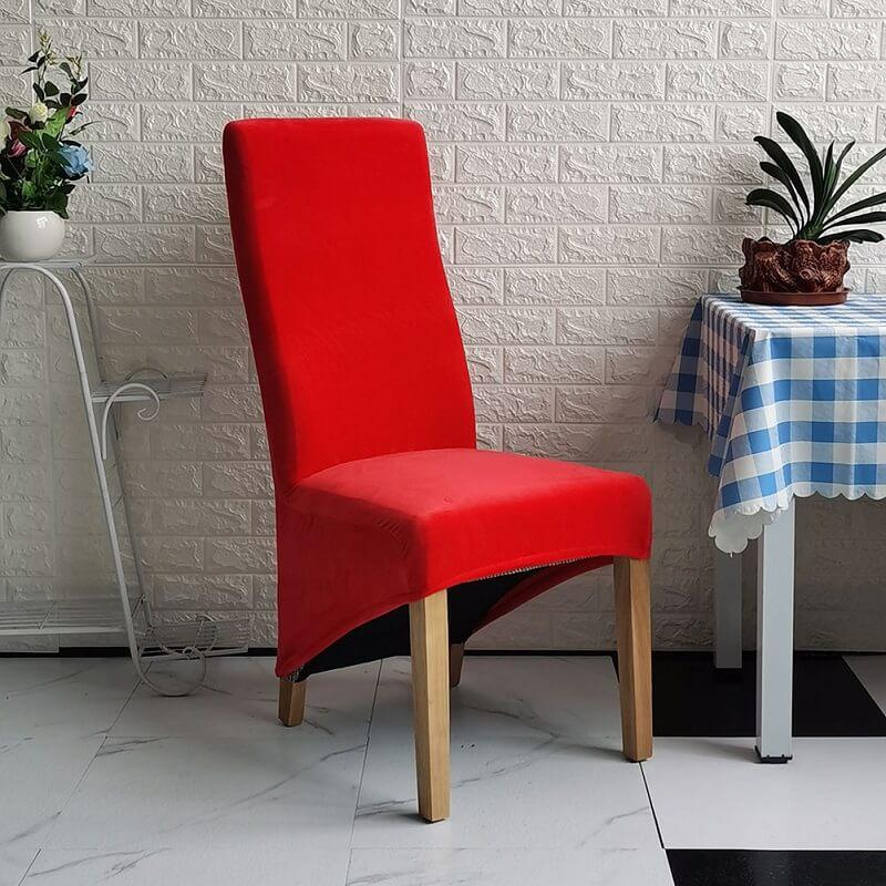 Premium XL stretch velvet chair cover, enhancing dining room decor.