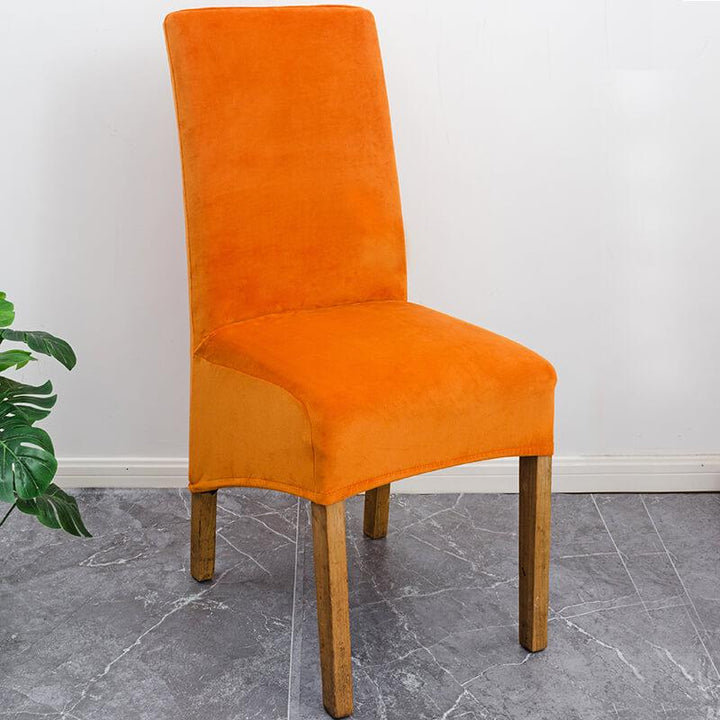 Elastic velvet dining chair cover, large fit, sleek & protective.