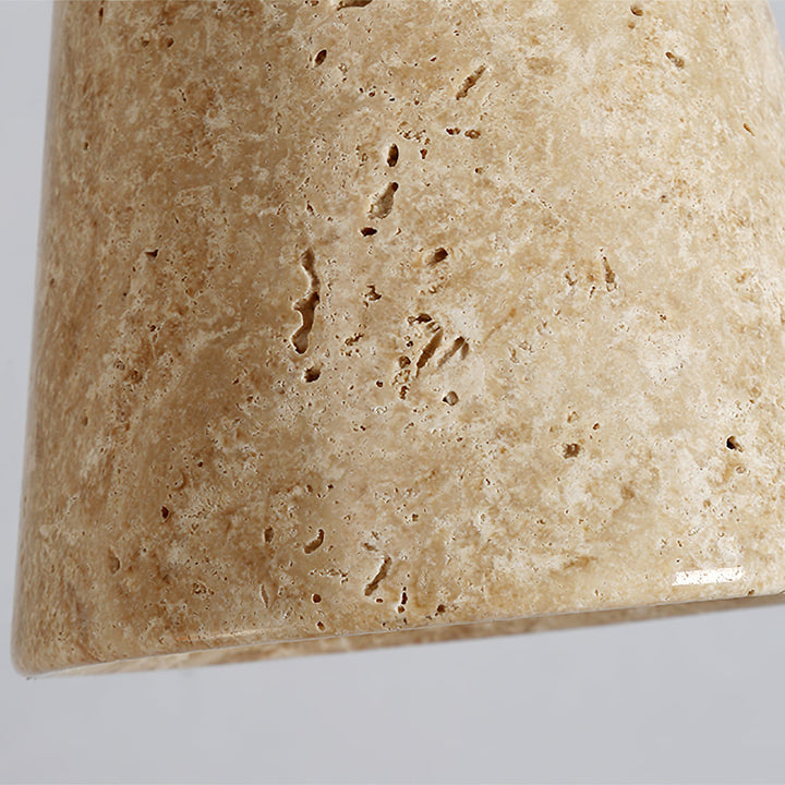 Beautiful yellow travertine & walnut pendant lamp, enhancing any modern living or dining space.