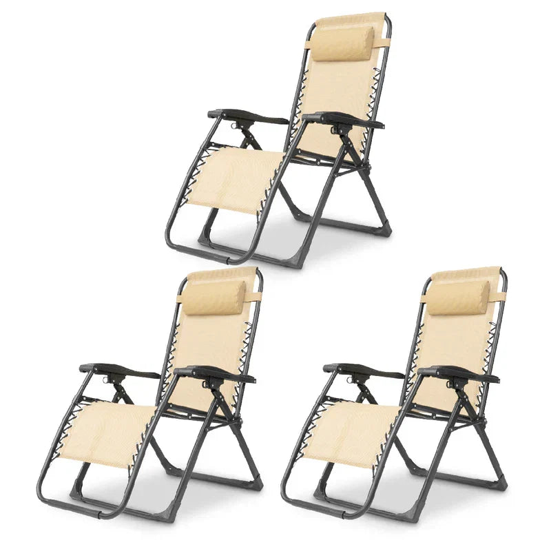 Zero gravity outdoor recliner chair, foldable design with a supportive adjustable headrest.