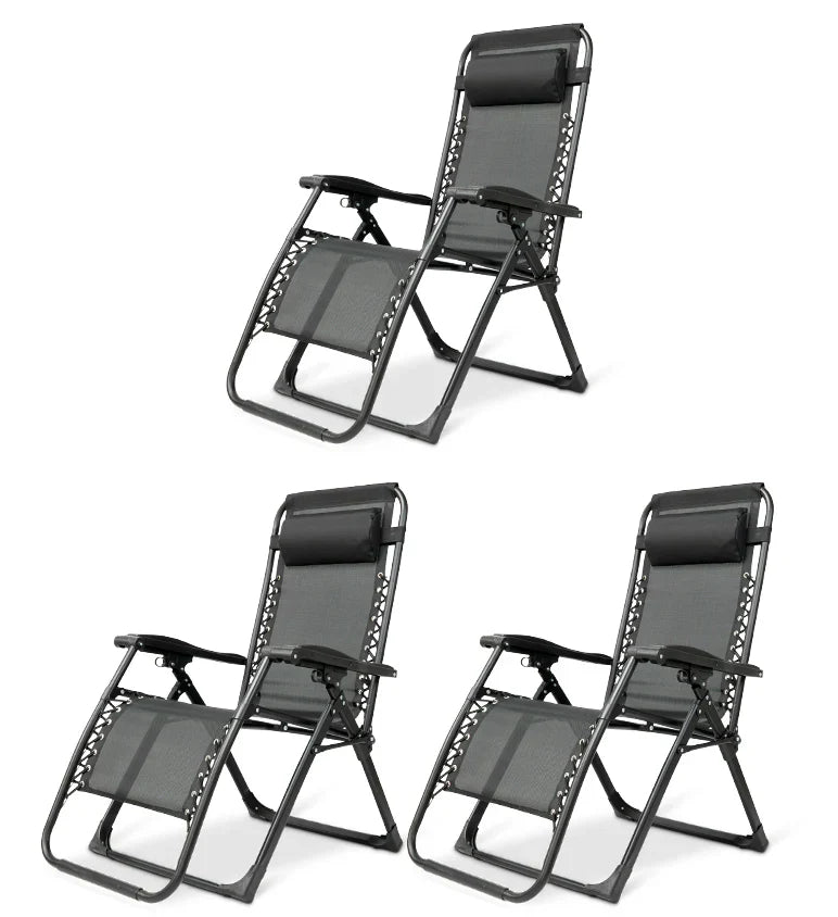 Outdoor zero gravity patio chair, easy-to-fold & durable textilene construction.